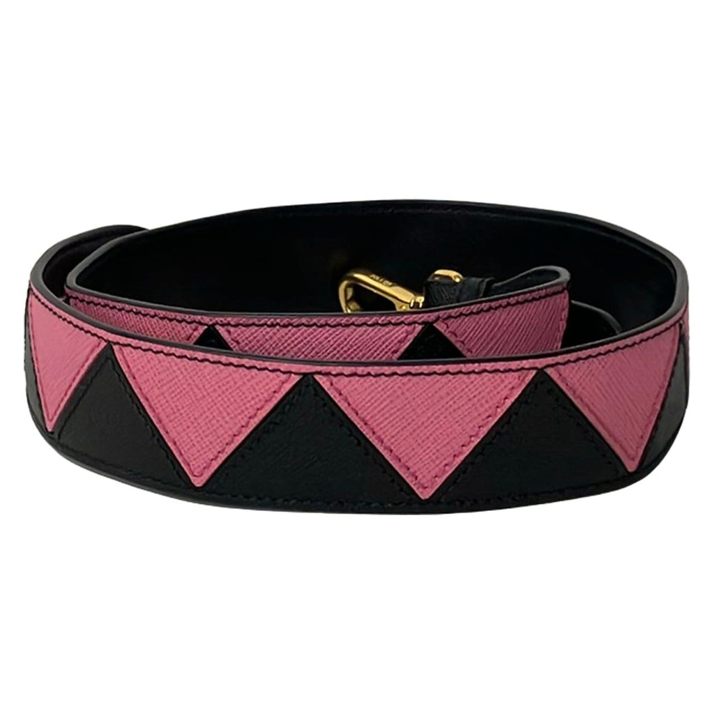 Prada Shoulder Strap Black Pink Gold Leather — view 2