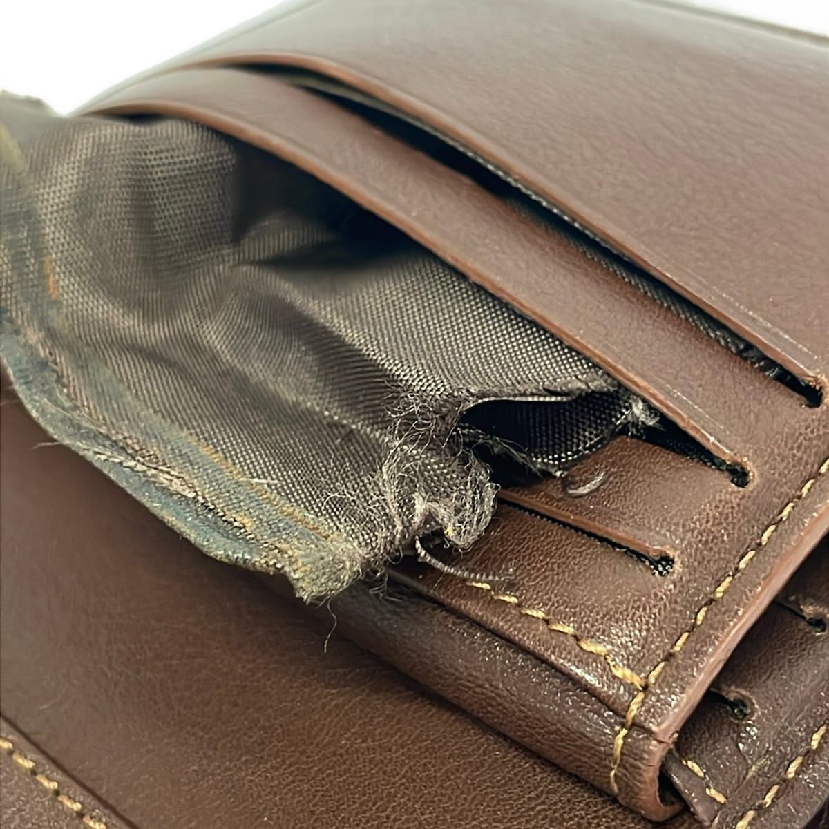 Celine Hook Wallet Paris Macadam Navy Dark Brown Leather