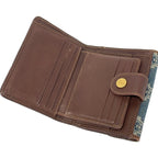 Celine Hook Wallet Paris Macadam Navy Dark Brown Leather