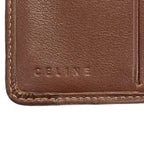 Celine Hook Wallet Paris Macadam Navy Dark Brown Leather