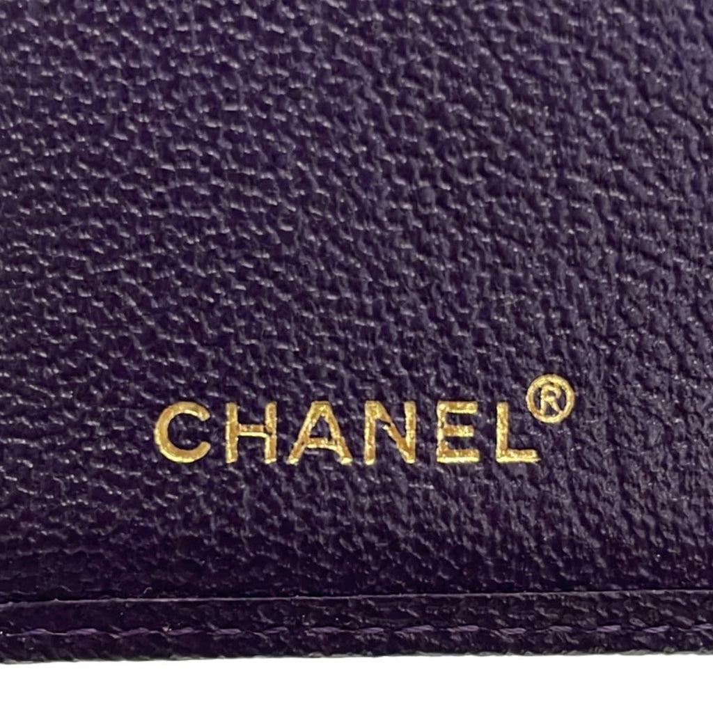 Chanel Bifold Wallet Purple CC Logo Gold Leather — view 5