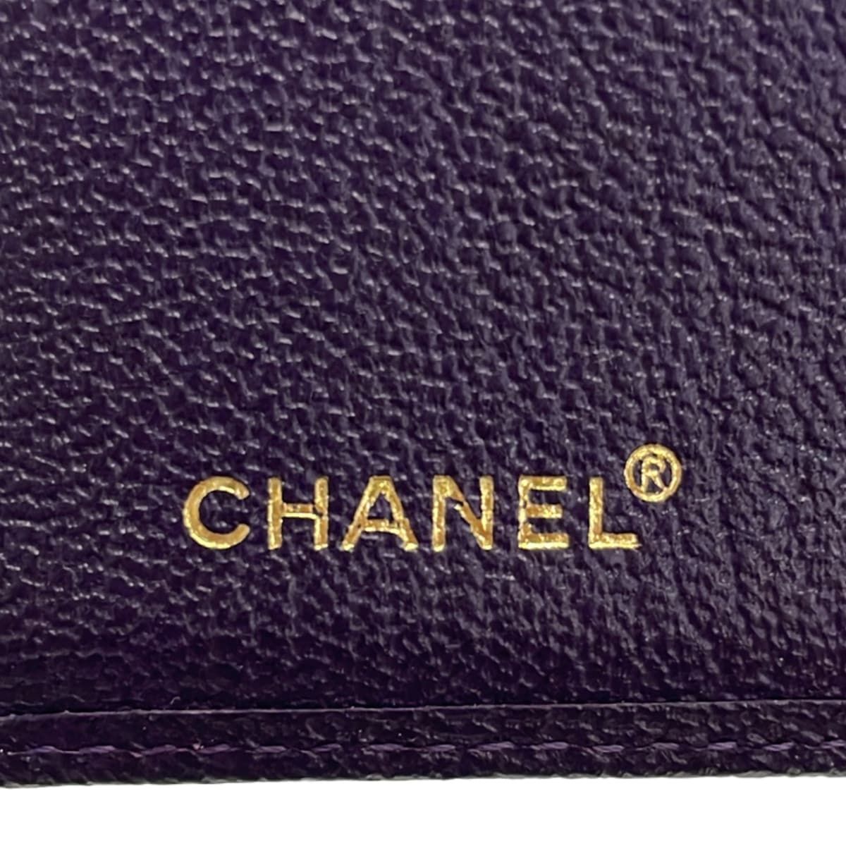 Chanel Bifold Wallet Purple CC Logo Gold Leather — view 5