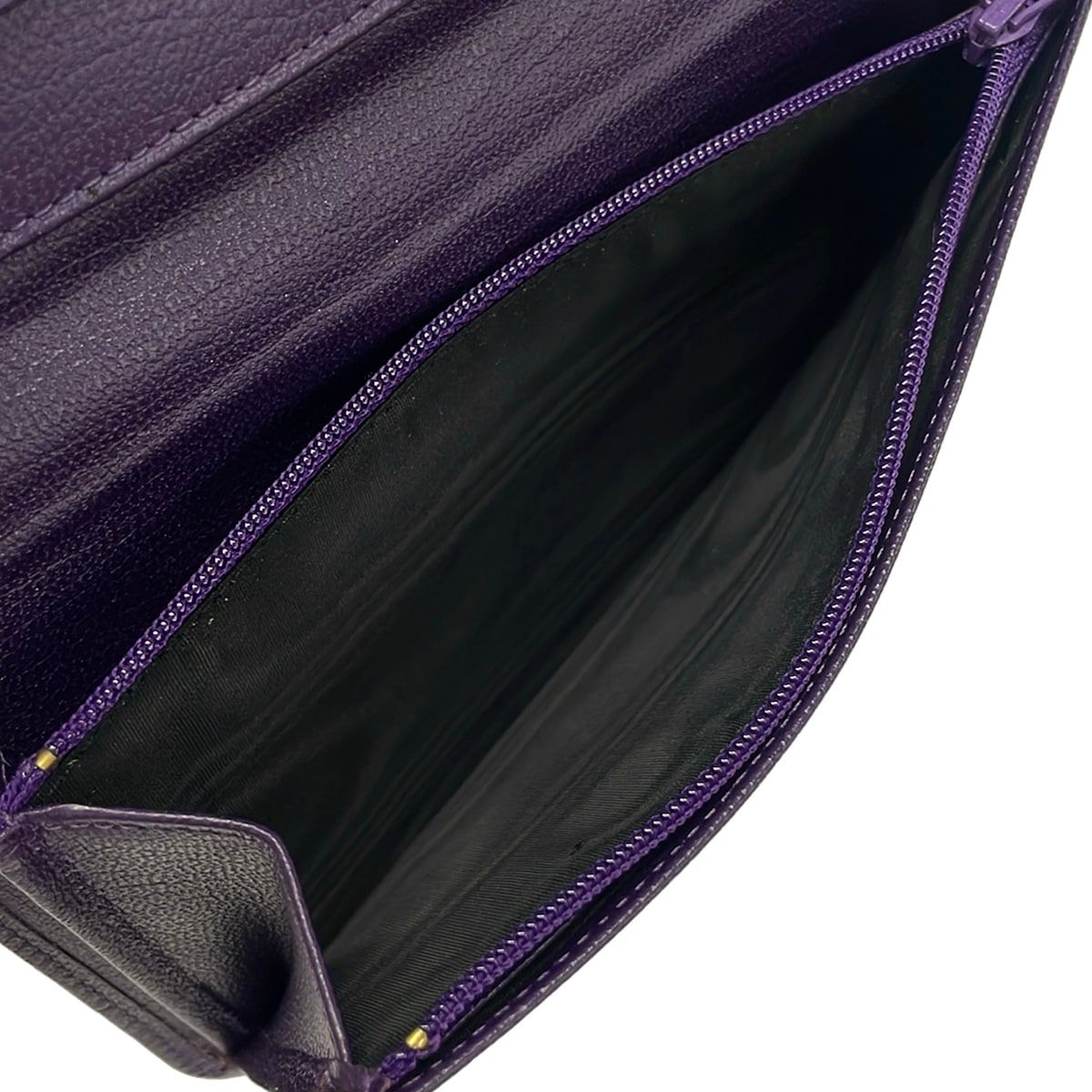 Chanel Bifold Wallet Purple CC Logo Gold Leather — view 4