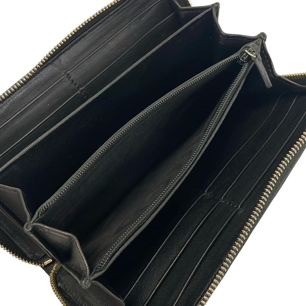 Gucci Wallet Metal Bar Guccissima Line Black Zip Around Leather — view 4