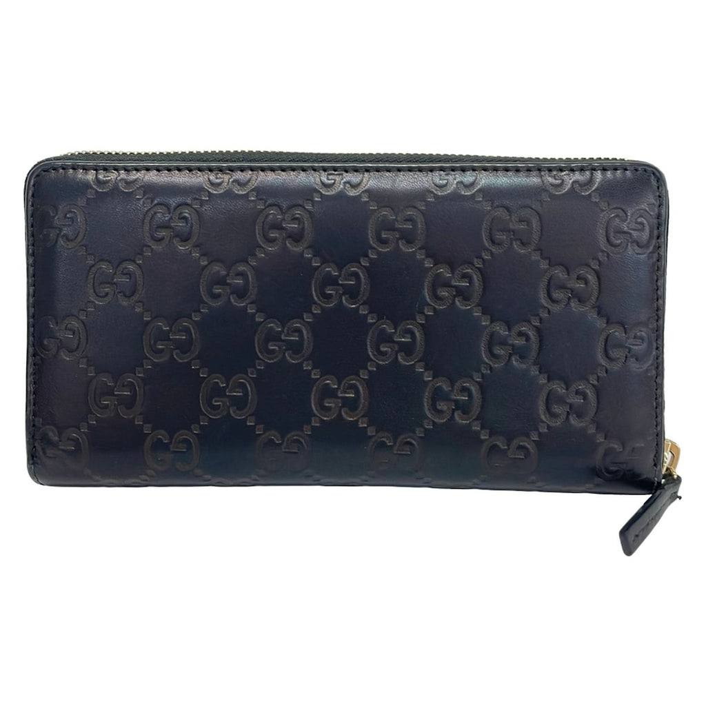 Gucci Wallet Metal Bar Guccissima Line Black Zip Around Leather — view 2
