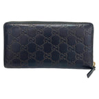 Gucci Wallet Metal Bar Guccissima Line Black Zip Around Leather — view 2