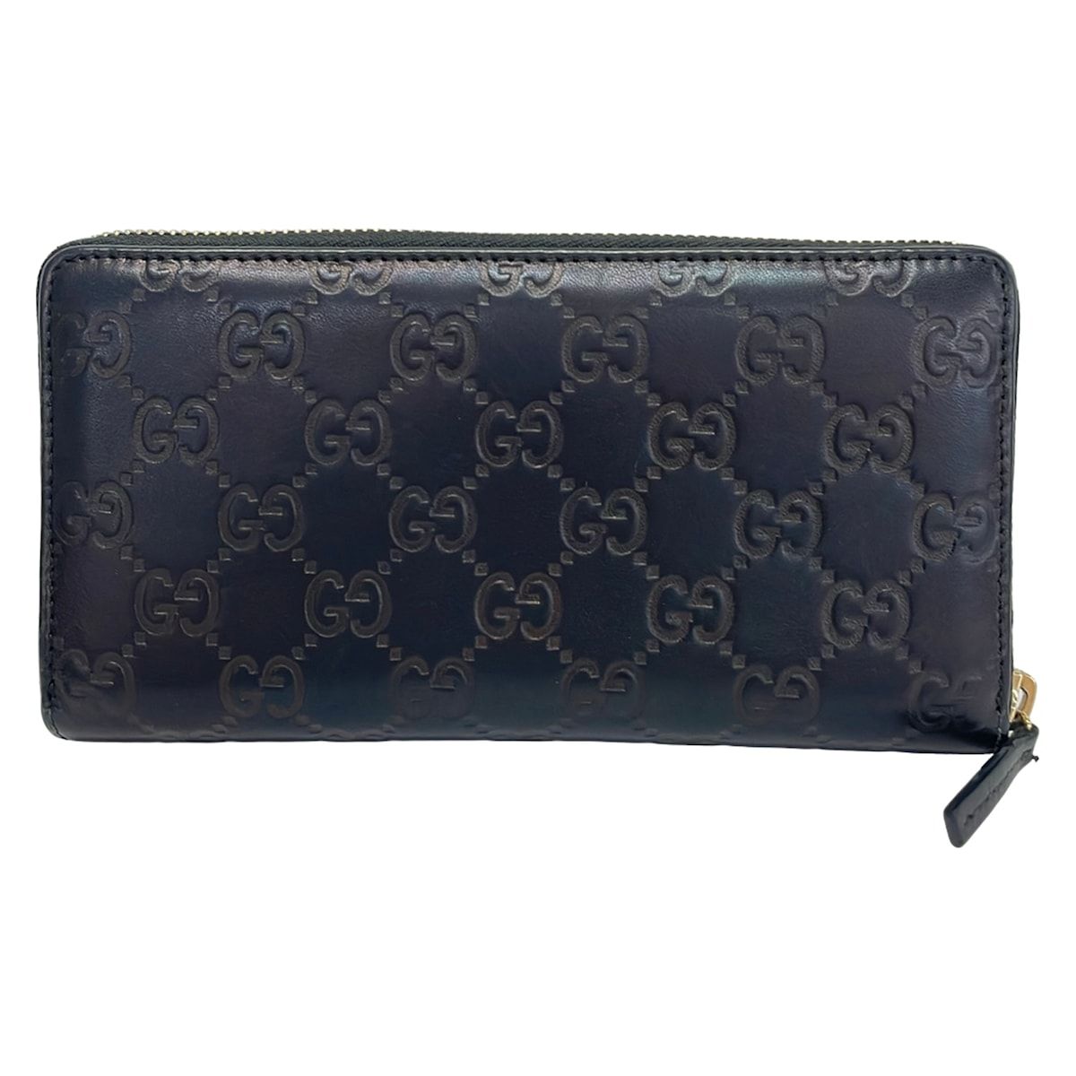 Gucci Wallet Metal Bar Guccissima Line Black Zip Around Leather — view 2