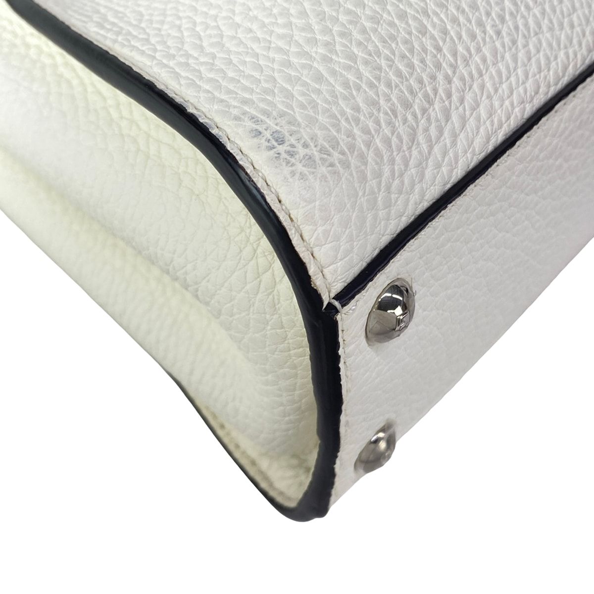 Fendi Handbag Peekaboo Iconic Small Selleria White Beige Dark Brown Leather — view 8