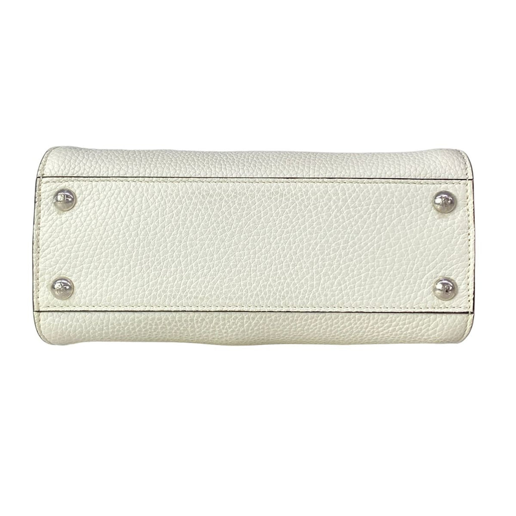 Fendi Handbag Peekaboo Iconic Small Selleria White Beige Dark Brown Leather — view 5