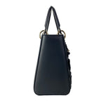 Dior Handbag Lady Bag Black Flower Leather — view 2