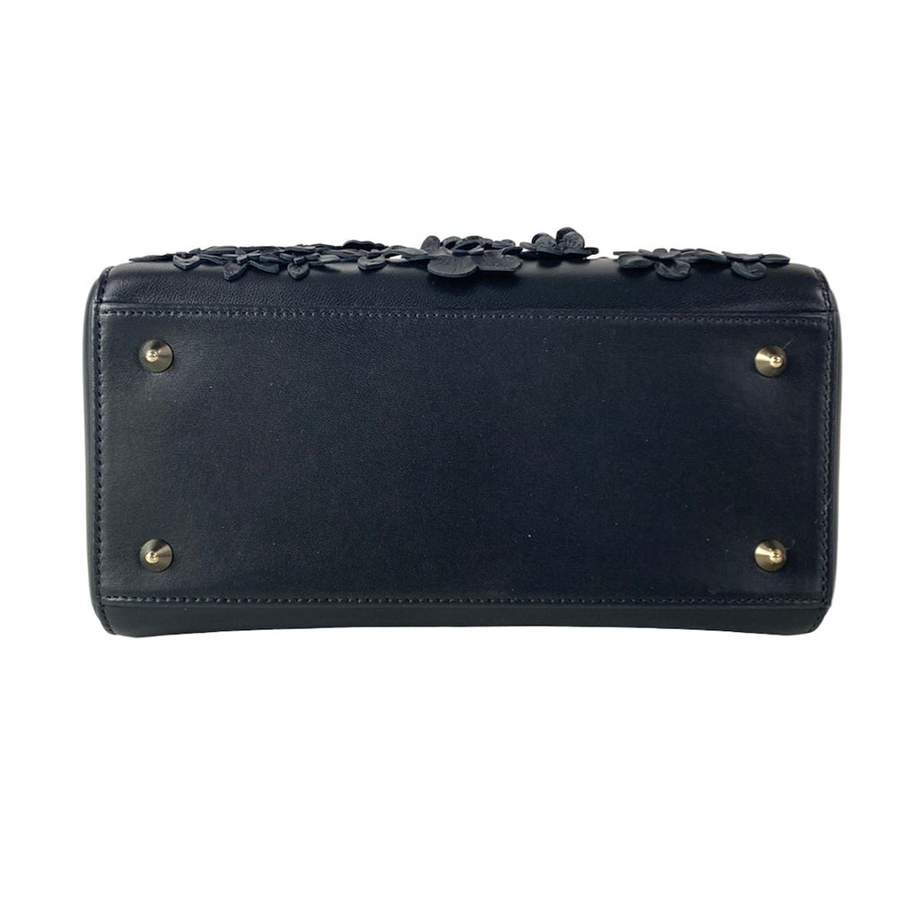 Dior Handbag Lady Bag Black Flower Leather — view 5