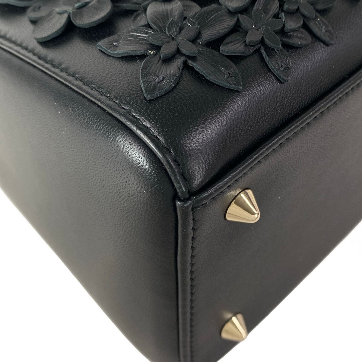 Dior Handbag Lady Bag Black Flower Leather — view 6