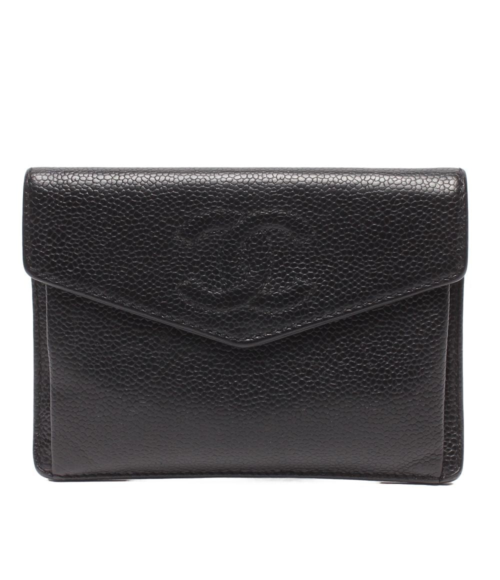 Chanel Coin Case Card Caviar Leather CC Logo Gold No 5