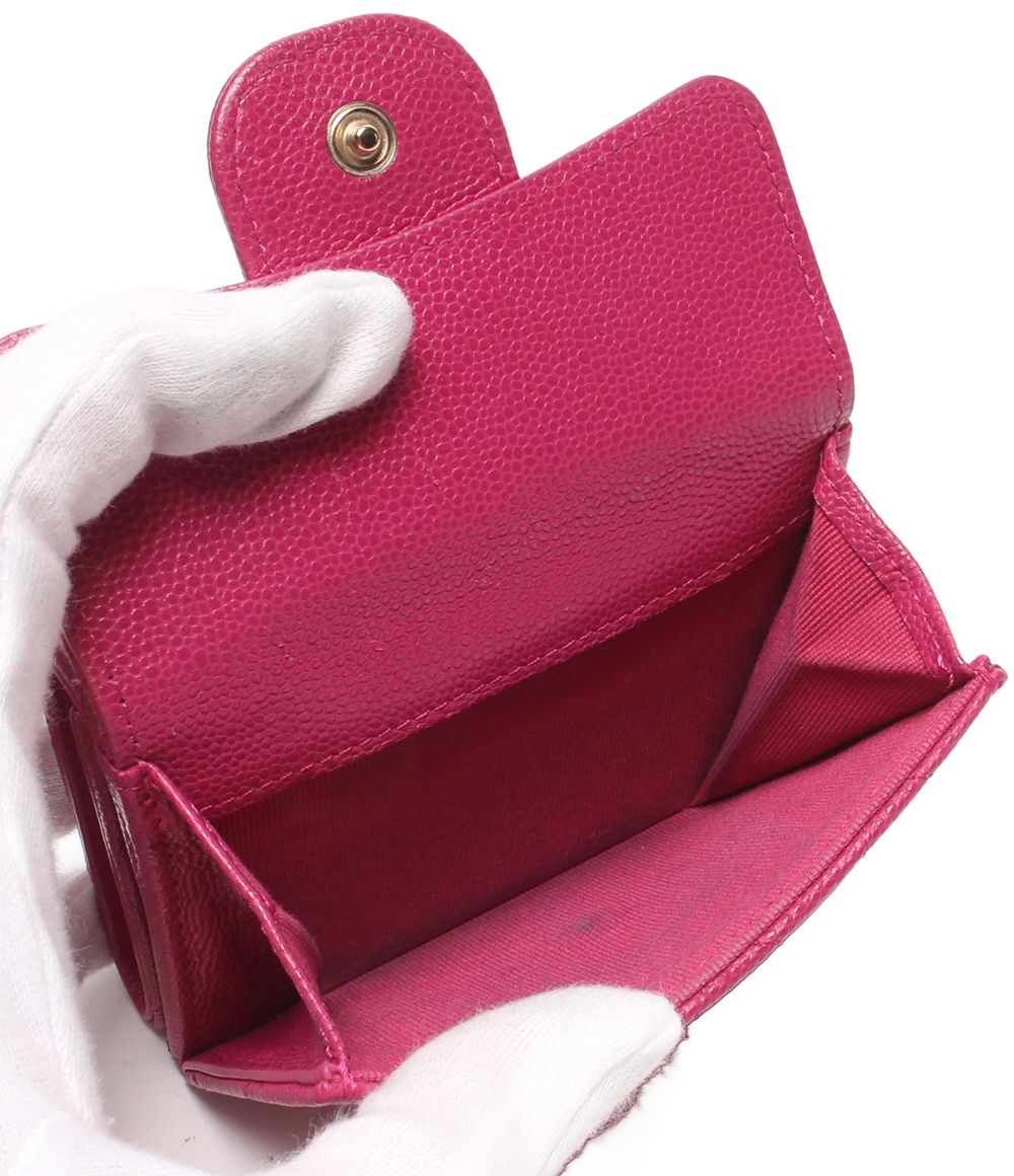 Chanel Trifold Wallet Gold Caviar Leather Quilted — view 9