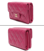 Chanel Trifold Wallet Gold Caviar Leather Quilted — view 3