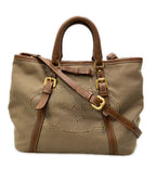 Prada Tote Shoulder Bag 2-Way Crossbody Leather Canvas