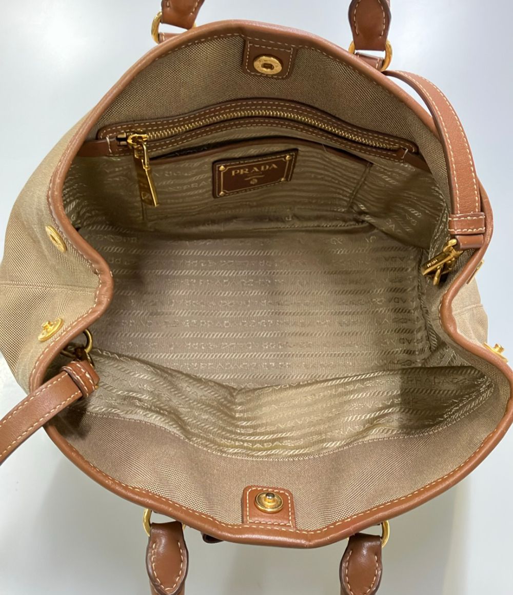 Prada Tote Shoulder Bag 2-Way Crossbody Leather Canvas — view 5
