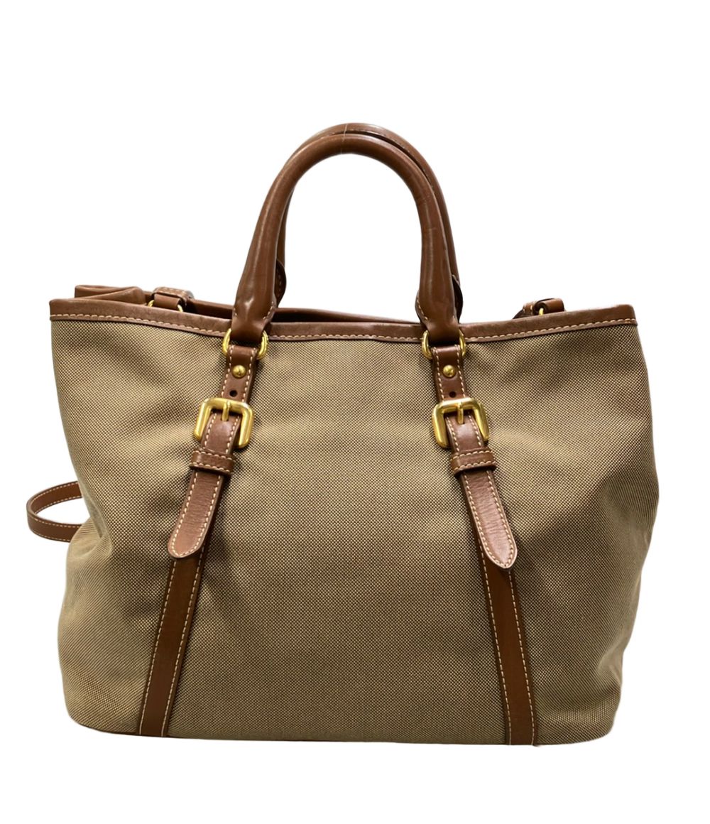Prada Tote Shoulder Bag 2-Way Crossbody Leather Canvas — view 2