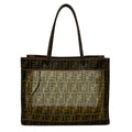 Fendi Tote Zucca Pattern Brown Black Mesh