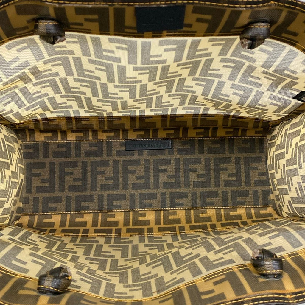 Fendi Tote Zucca Pattern Brown Black Mesh — view 7