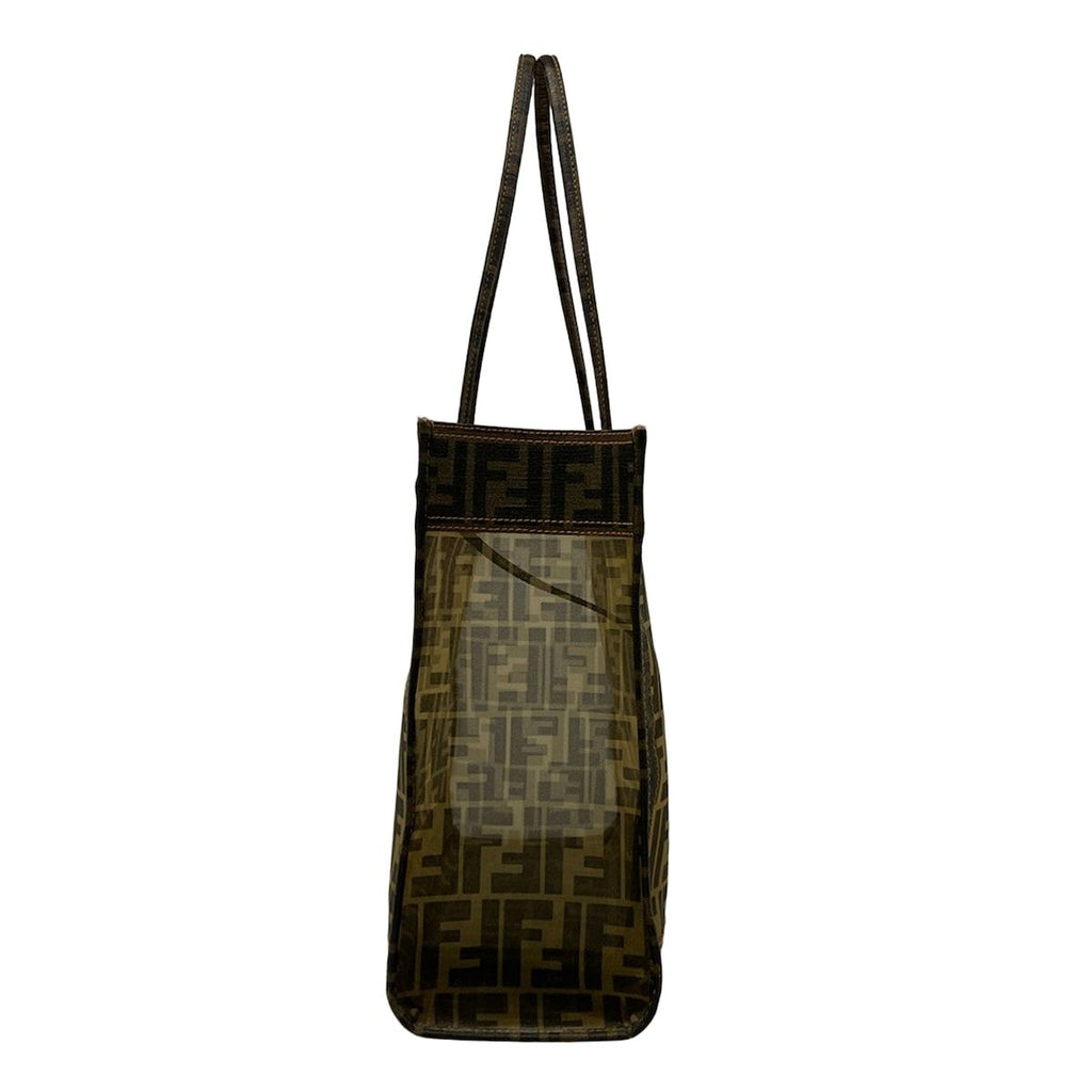 Fendi Tote Zucca Pattern Brown Black Mesh — view 2