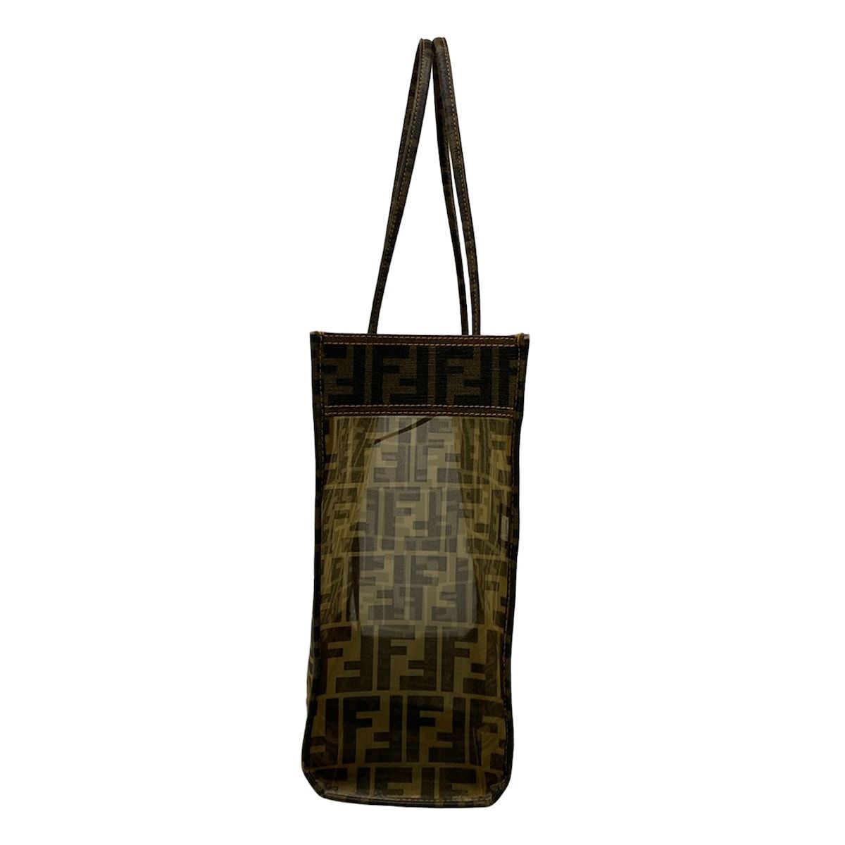 Fendi Tote Zucca Pattern Brown Black Mesh — view 4