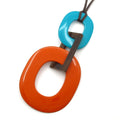 Hermes Necklace Color Cotton Orange Dark Brown Light Blue