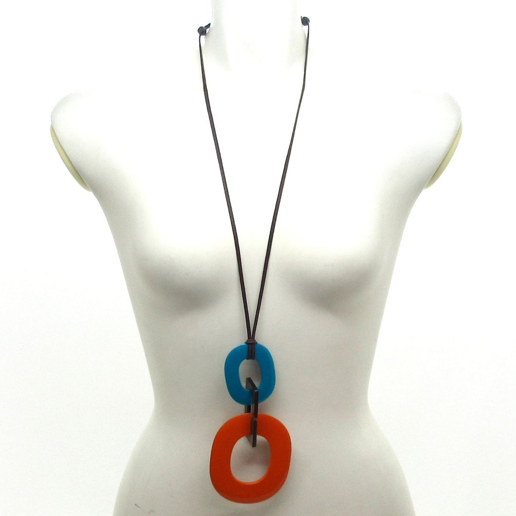 Hermes Necklace Color Cotton Orange Dark Brown Light Blue — view 2
