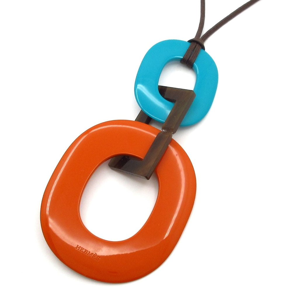Hermes Necklace Color Cotton Orange Dark Brown Light Blue — view 3