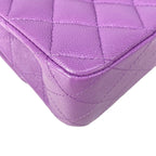 Chanel Shoulder Bag Double Flap Quilted Purple Gold Chain Metal — view 8