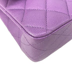 Chanel Shoulder Bag Double Flap Quilted Purple Gold Chain Metal — view 6