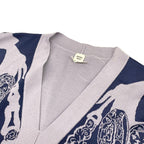 Hermes Dress 34 S Gray Navy Neck Short Sleeve Knee Length Silk — view 8