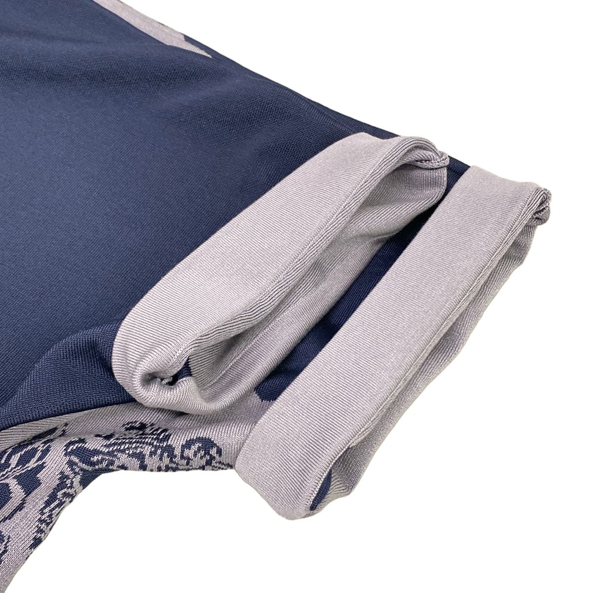 Hermes Dress 34 S Gray Navy Neck Short Sleeve Knee Length Silk — view 7