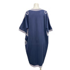 Hermes Dress 34 S Gray Navy Neck Short Sleeve Knee Length Silk — view 2