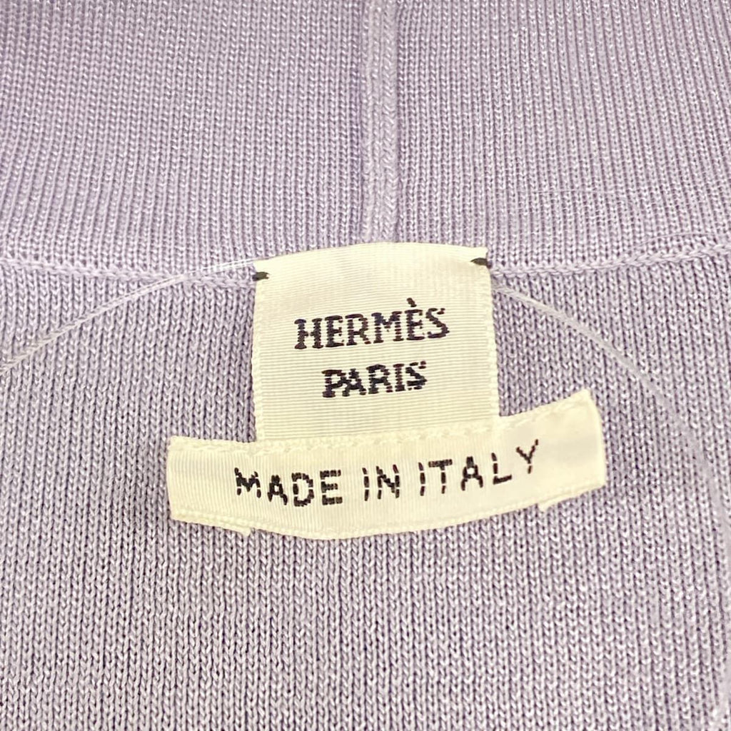Hermes Dress 34 S Gray Navy Neck Short Sleeve Knee Length Silk — view 3