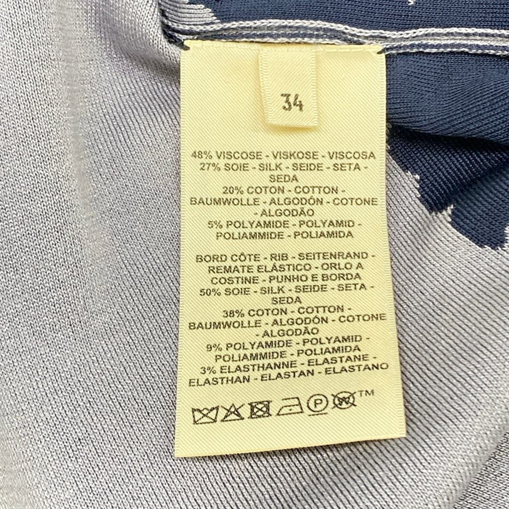 Hermes Dress 34 S Gray Navy Neck Short Sleeve Knee Length Silk — view 5