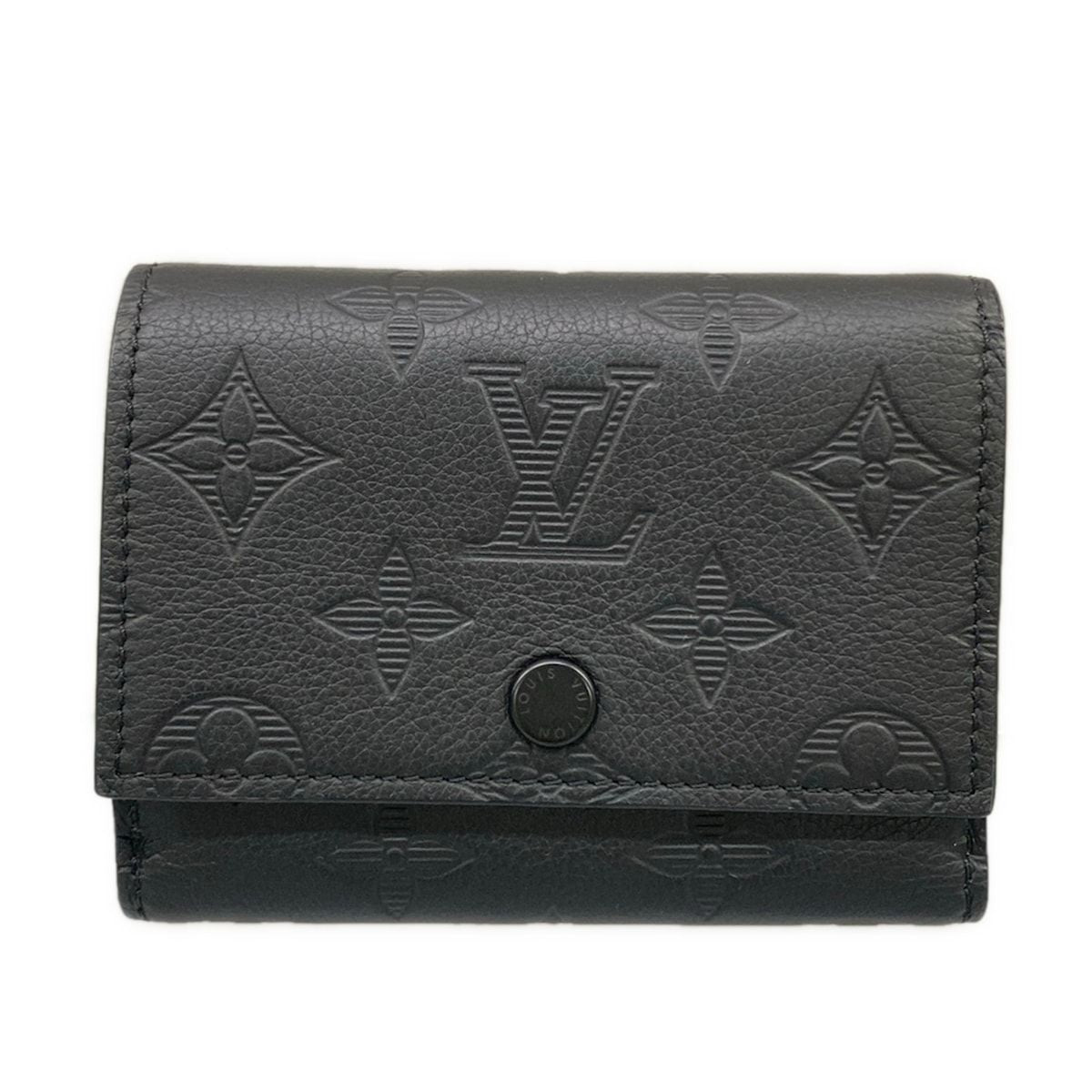 Louis Vuitton Trifold Wallet Monogram Shadow Victor Noir Leather Cowhide