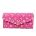 Louis Vuitton Wallet Monogram Mini Lin Portefeuille Sarah Fuchsia Denim Cotton