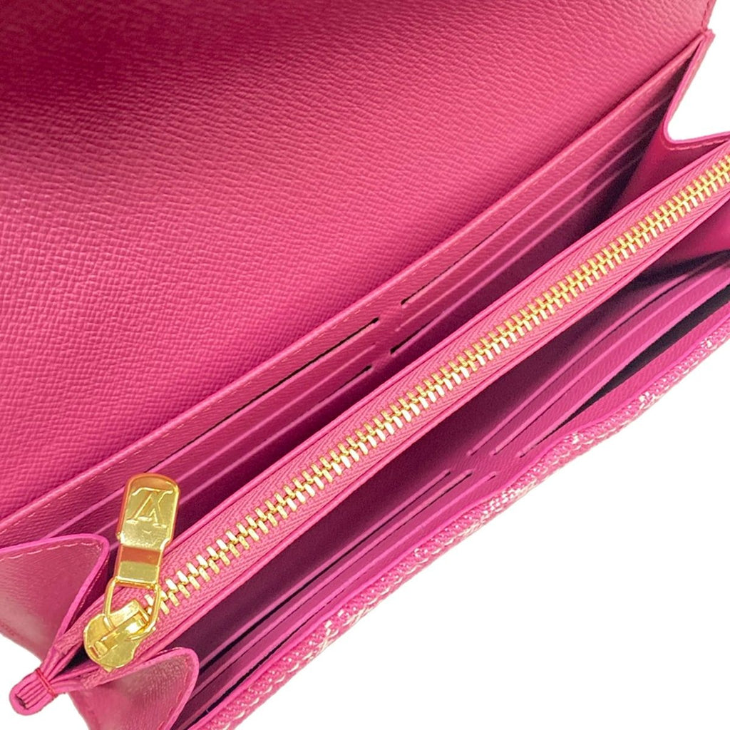 Louis Vuitton Wallet Monogram Mini Lin Portefeuille Sarah Fuchsia Denim Cotton — view 4