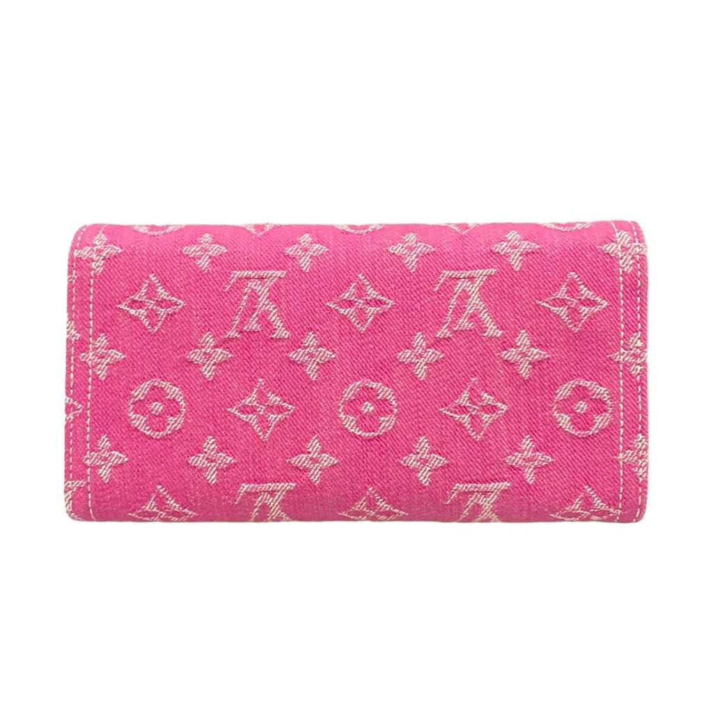 Louis Vuitton Wallet Monogram Mini Lin Portefeuille Sarah Fuchsia Denim Cotton — view 2