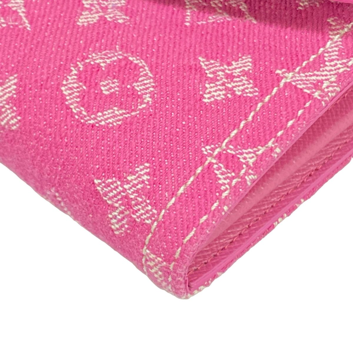 Louis Vuitton Wallet Monogram Mini Lin Portefeuille Sarah Fuchsia Denim Cotton — view 8