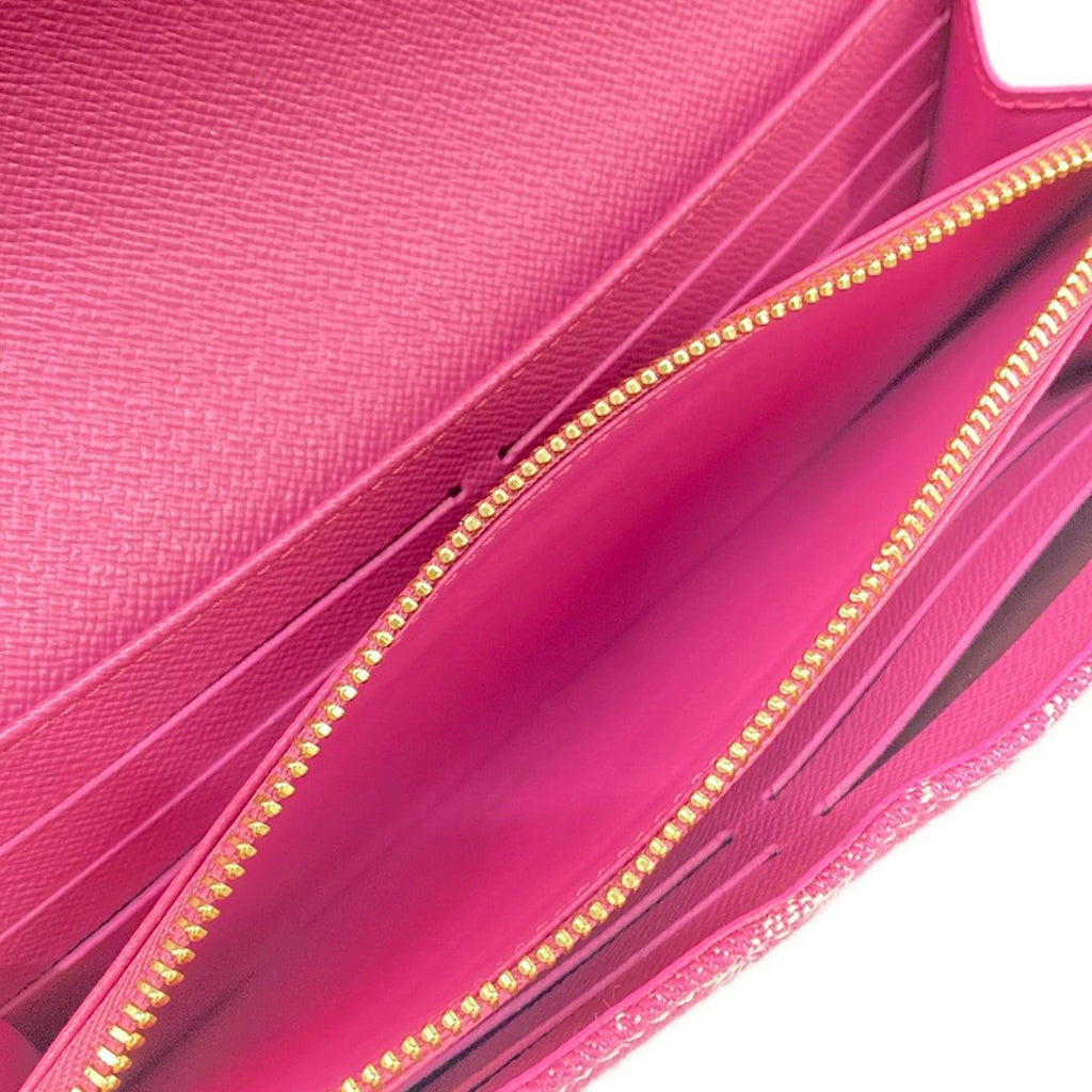 Louis Vuitton Wallet Monogram Mini Lin Portefeuille Sarah Fuchsia Denim Cotton — view 5