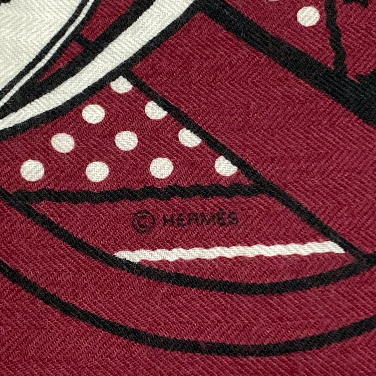 Hermes Shawl Carre Geant Bordeaux Ivory Black Grand Manege Bandana Scarf — view 2