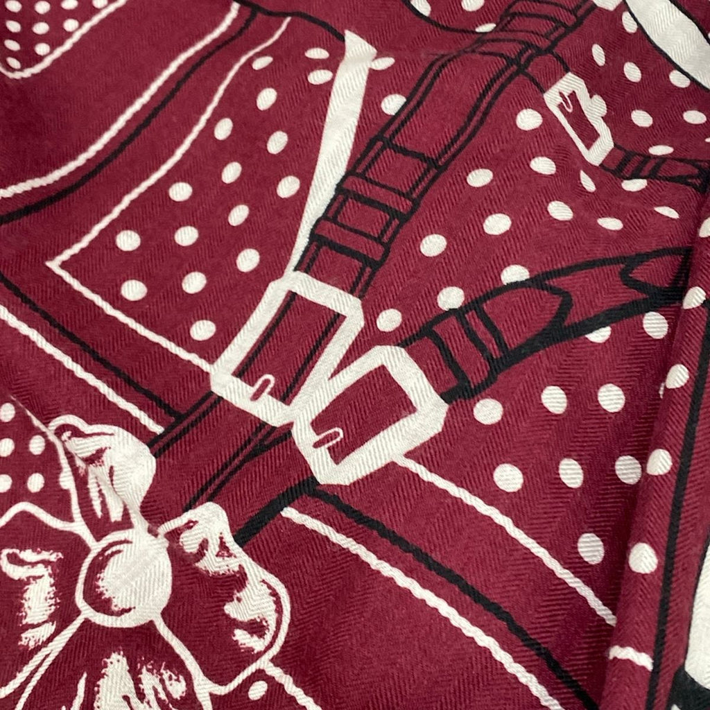 Hermes Shawl Carre Geant Bordeaux Ivory Black Grand Manege Bandana Scarf — view 4