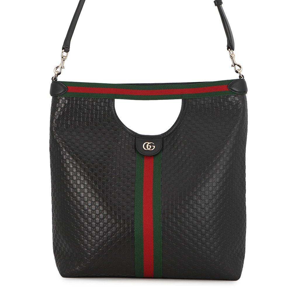 Gucci Tote Ophidia GG Supreme Giglio Large Web 2-Way Shoulder Black
