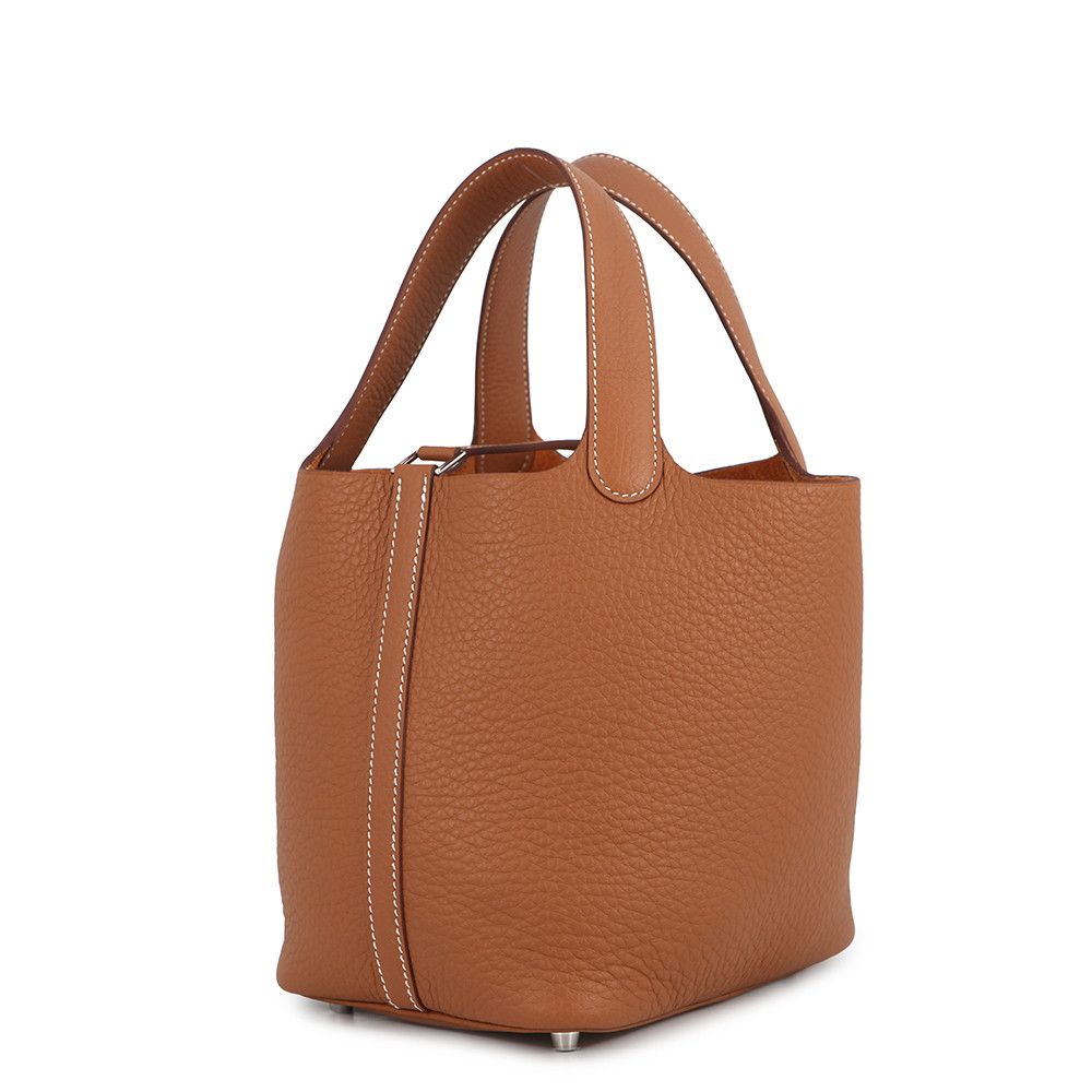 Hermes Handbag Picotin Lock PM Gold Silver Taurillon Clemence Tote — view 2