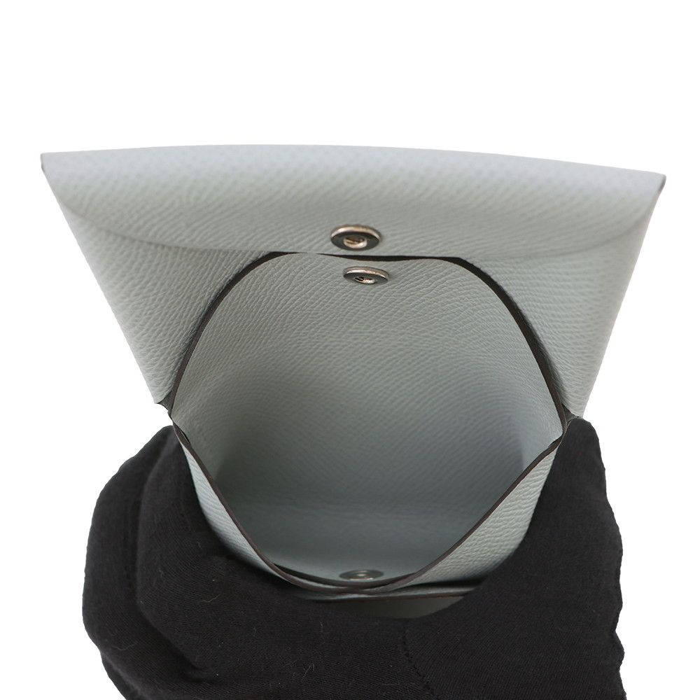 Hermes Card Case Calvi Blue Glacier Silver Epsom Business — view 5
