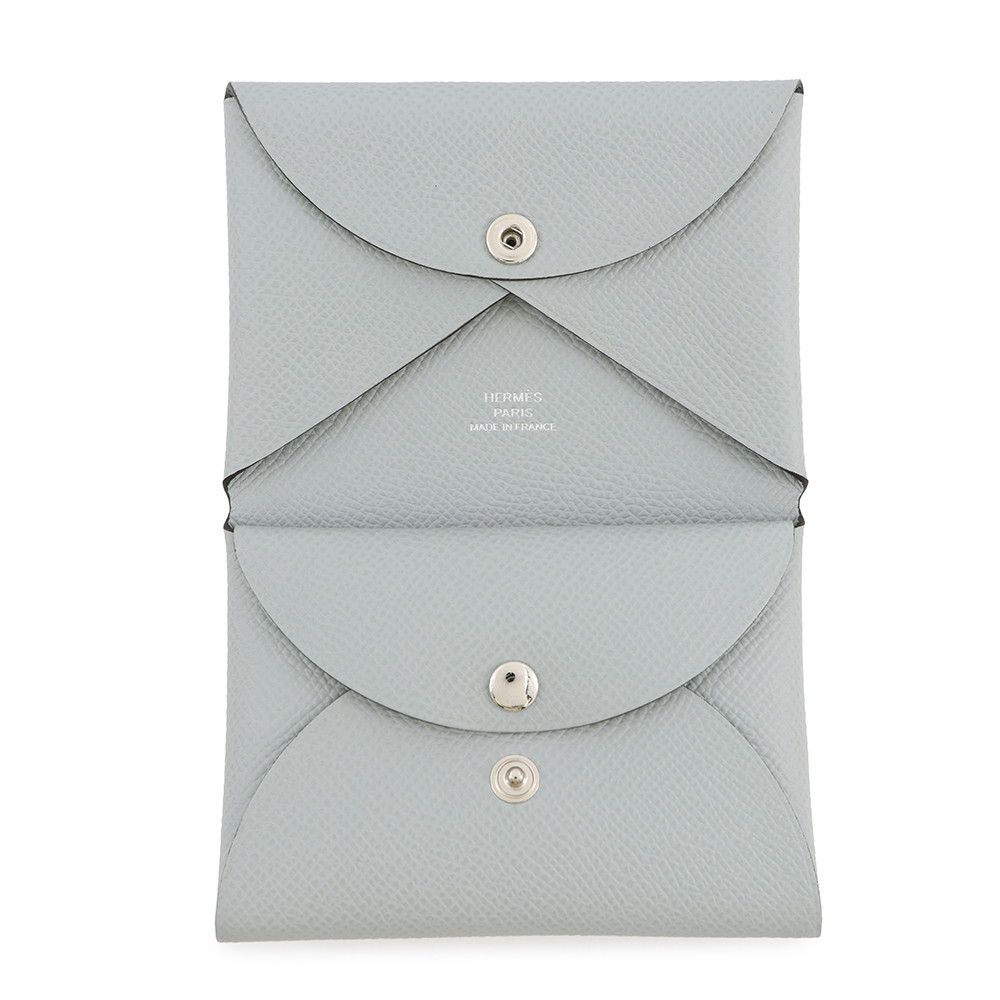 Hermes Card Case Calvi Blue Glacier Silver Epsom Business — view 4