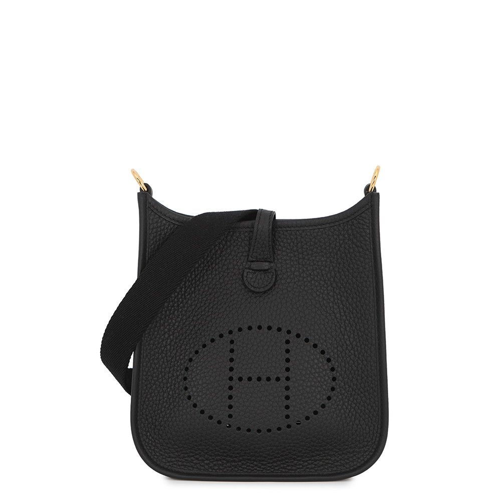 Hermes Shoulder Bag Evelyne TPM 111 Amazon Black Gold Taurillon Clemence