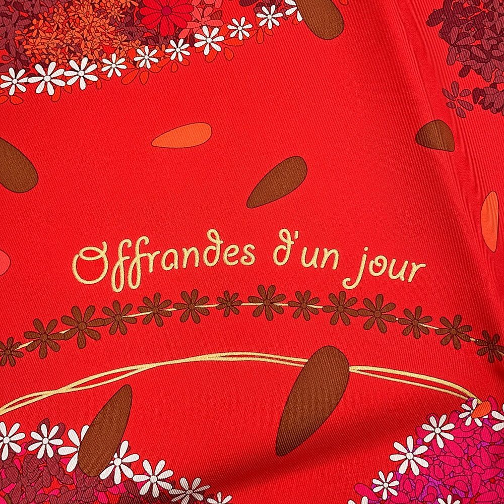 Hermes Scarf Carre 90 Flower Offering Offrandes D'un Jour Silk — view 7
